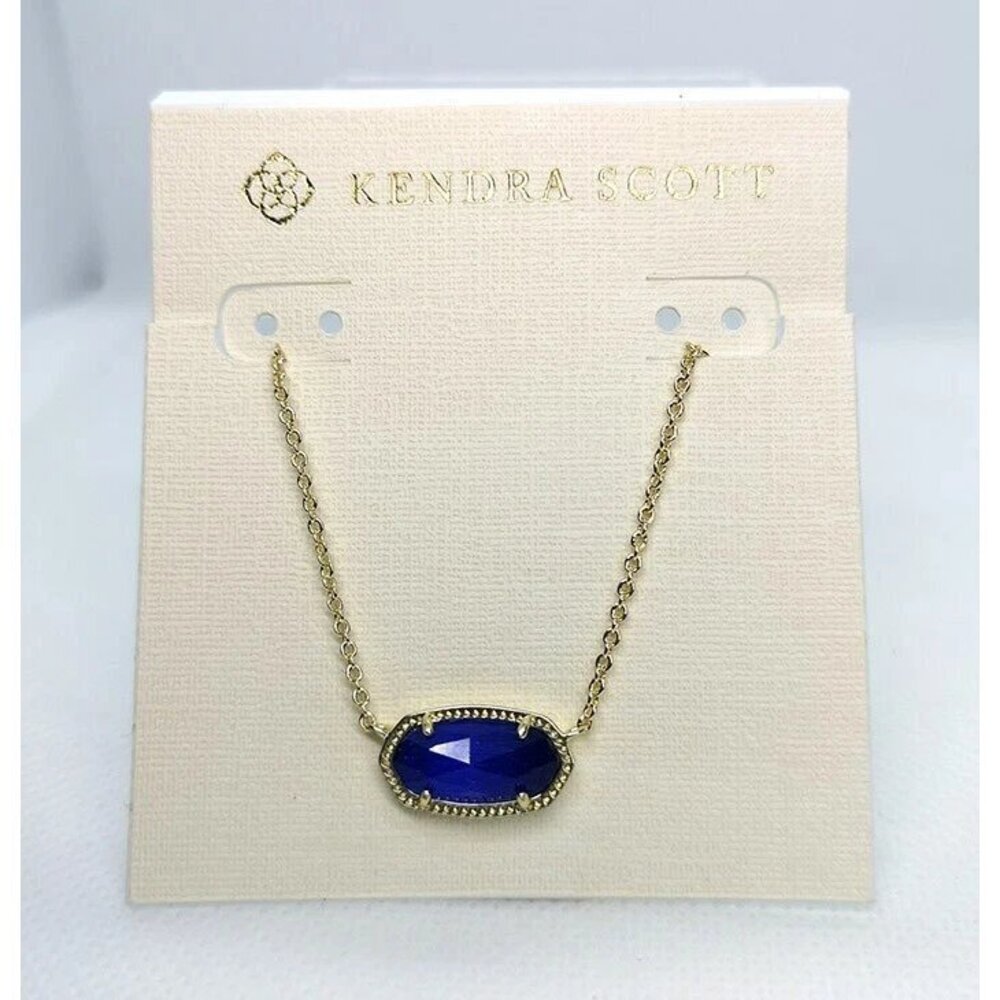 Kendra Scott Elisa Gold Pendant Necklace In Cobalt Blue
